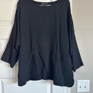 Jones New York Black Textured Pocket Tunic 2X